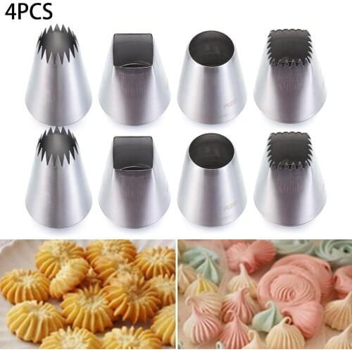 4Pcs/Set #F01,#F02,#9FT,#R22L DIY Cream Icing Piping Nozzle Russian Stainless Steel Pastry Tips Baking Mold Cake Decoration Tool