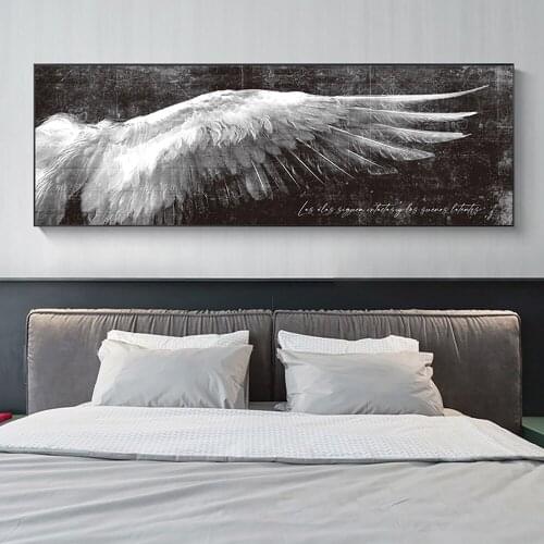 Abstract White And Gray Angel Wing Painting Canvas Prints And Posters Wall Art For Home Decoration Nordic Poster Artwork