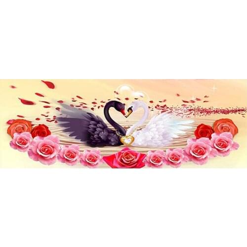 5D DIY Swan animal Diamond Painting Full diamond Rose floral New Sticking Drill Cross Embroidery simple Home Decoration