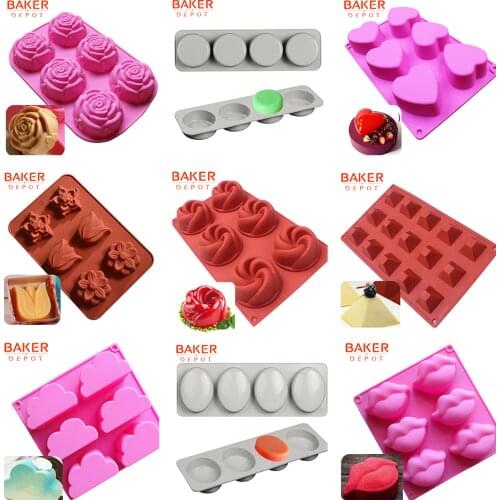 BAKER DEPOT silicone soap mold flower cake bakeware tool muffin cupcake jello pudding ice mould pastry biscuit bread baking mold