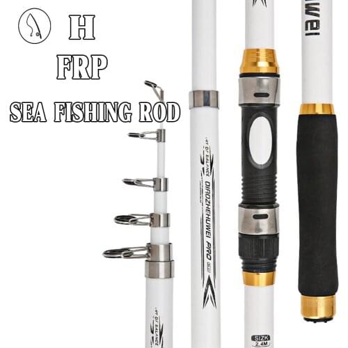 White Professional 2.1m-3.6m FRP Telescopic Spinning Hard Fishing Rods Fishing Pole -40