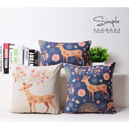 Free shipping/rural modern cartoon flowers deer cotton pillowcase cushion for leaning on of 43 * 43 No Inner