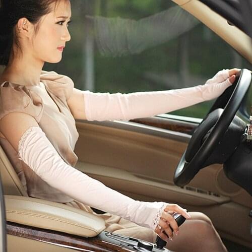 Free Shipping Women Sunscreen Gloves Female Fashion Summer Finger Less Anti-UV Long Opera Sun Driving Glove New Listing UV004C