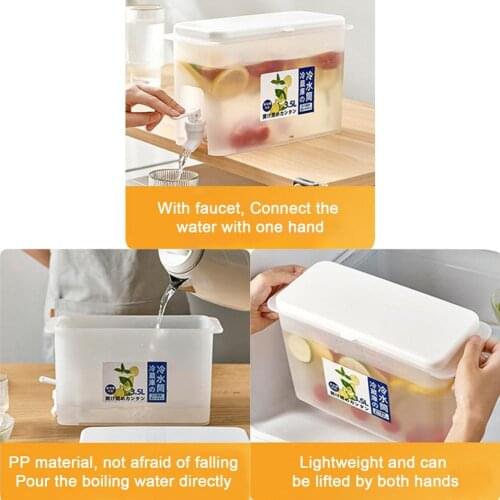 3.5L Cold Kettle with Faucet Refrigerator Fruit Teapot Summer Household Lemonade Bottle Large Capacity Ice Water Cool Bucket