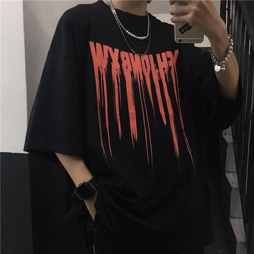 Black Gothic Tshirt Streetwear Men Casual Letter Print Tops Summer Half Sleeve T Shirt Fashion Tops Tee Cool Japan Tshirt Male