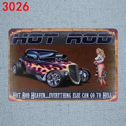 Hot Rod Retro Car Tin Metal Signs Vintage Plates For Wall Bar Garage Home Art Craft Decor Cuadros 30X20CM A-3026