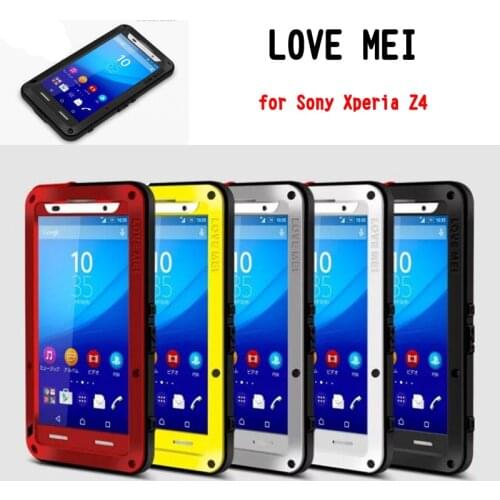 LOVEMEI Dirt-resistant Anti-knock Metal Aluminum Case with Gorilla Glass for SONY Xperia Z4 Z3+ Dual E6533 Heavy Duty Protection