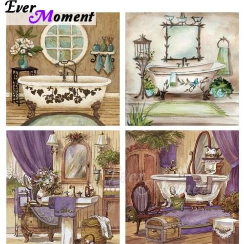 Ever Moment Diamond Painting Bathroom Painting By Diamond Full Square Resin Drills Household Decoration Wall Art Gift ASF2161