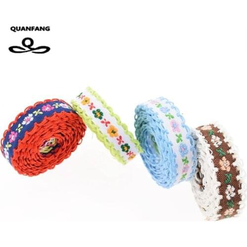 10mm Single Face Grosgrain & Satin Embroidered Lace Ribbon/Hemming Wrapping Decoration, DIY Gift Craft Packing Hair Accessories