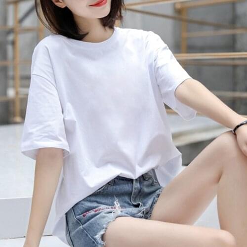 Oversized Summer White Women O-neck Loose Cotton T shirt Short Sleeve Ladies Tops Plus Size 4XL Casual Fashion 90s Girl Shirts