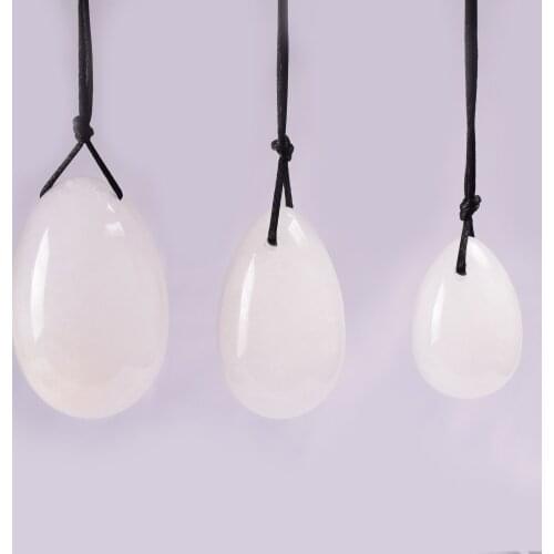 Yoni Egg Natural White Jade Set Drill Crystal Stone Mineral Massage Ball Kegel Exercise Pelvic Floor Muscle Vagina Care Woman