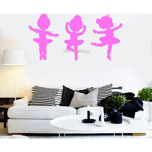 Lovely Baby Nursery Wall Sticker Nontoxic PVC Wall Decal Ballet Dancers Girls Ballerina Stickers Mural Kid Rooms Art Decor LA623