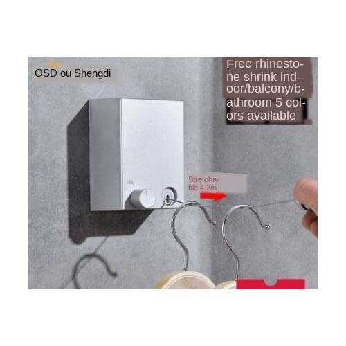 Balcony invisible shrinkage clothes drying rope/perforation-free wall hanging indoor telescopic wire rope/hotel bathroom clothes