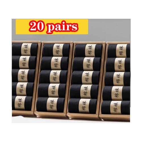 20 Pairs/Mens Cotton Socks New Style Black Business Men Socks Soft Breathable Summer Winter for Male Socks Plus