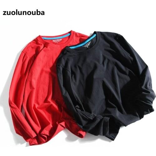 2020 Autumn New Cotton Long-sleeved T-shirt Man Round Neck Casual Loose Solid Color To Map Custom Man Advertising Compassionate