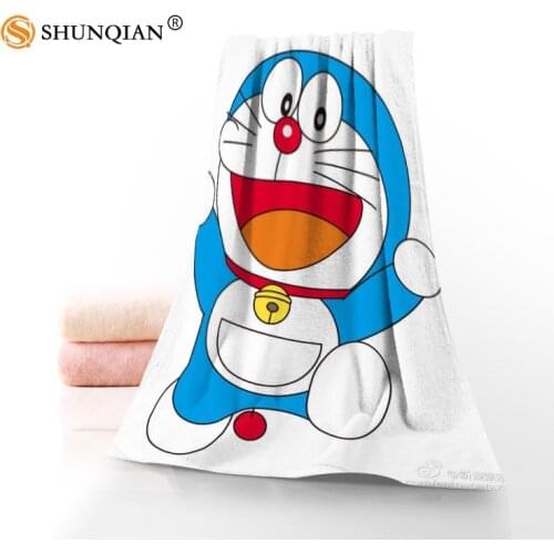Face Towel/Bath Towel Custom Doraemon Microfiber Hair/Face/Shower Towels Size 35x75cm, 70x140cm