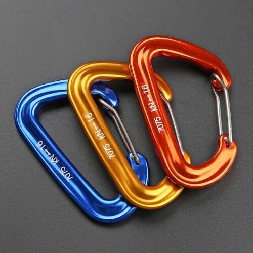 Professional 16KN Climbing Carabiner D Shape Safety Lock Hook Outdoor Equipment Accessory Mountaineering Keychian Buckle