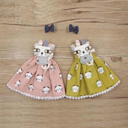 Blyth 1/6 doll dress with hairpin pink and green cute clothes lovely Cat pattern girl Joint body bjd toy