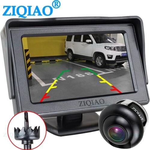 ZIQIAO 4.3" Car LCD Parking Monitor System with HD Front Side Rear View Camera