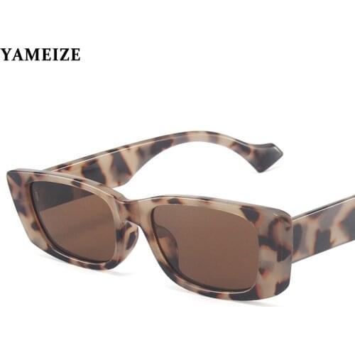 YAMEIZE Trend 2021 Small Rectangle Sunglasses Women Luxury Brand Square Vintage Sun Glasses Yellow Pink Lens Glasses Shades UV