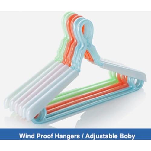 55cm 6 pcs/lot Thick Plastic Garment Hangers with Wide Shoulder Adjustable Wind Proof Clothes Holders