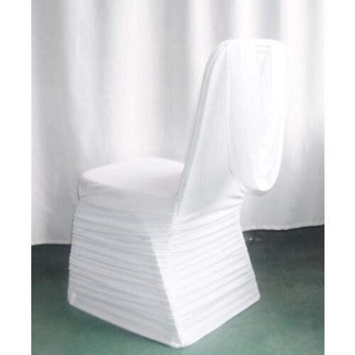 50Pcs /lot Universal White spandex Wedding Party chair covers With Valance for Weddings Banquet Hotel party Decoration Decor X