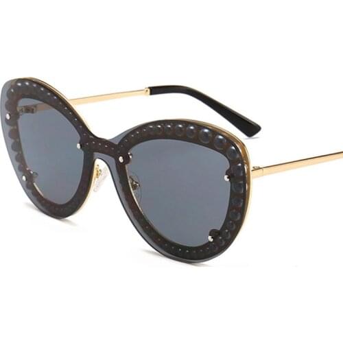 Veshion Embedded Pearl Clip Type Luxury Sunglasses Women Glasses UV400 Designer Fashion Female Shades