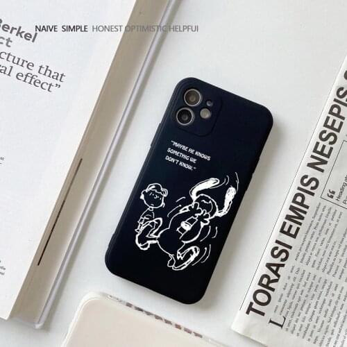 Japan Cartoon line dog white silicone Phone Case For iPhone 11 12 13 7 8 Plus X XR 12 11Pro XS Max Soft Edge Shockproof Capa off