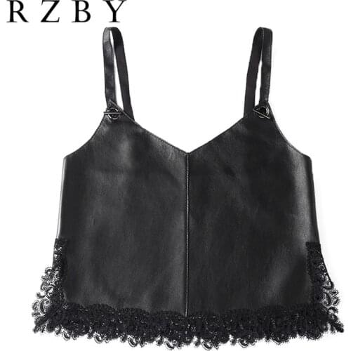 Split Lace Women Solid Natural Sheepskin Sleeveless Fashion Vest Genuine Leather Waistcoat Tops Ruffles Short Outwear RZBY333