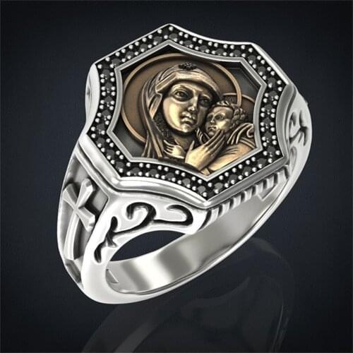 Virgin Mary Loving Mother Ring Great Mom Meaningful Jewelry Silver Color Womans Finger Accessories Night Party Hand Embellish