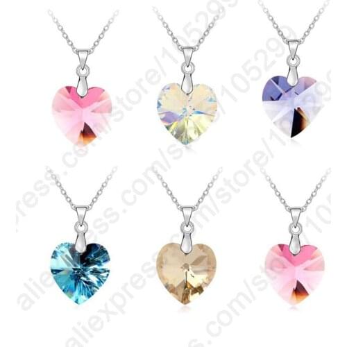 Wholesale Austrian Crystal 925 Sterling Silver Jewelry Heart Pendant Necklaces Hook Earrings Woman Accessories Gift