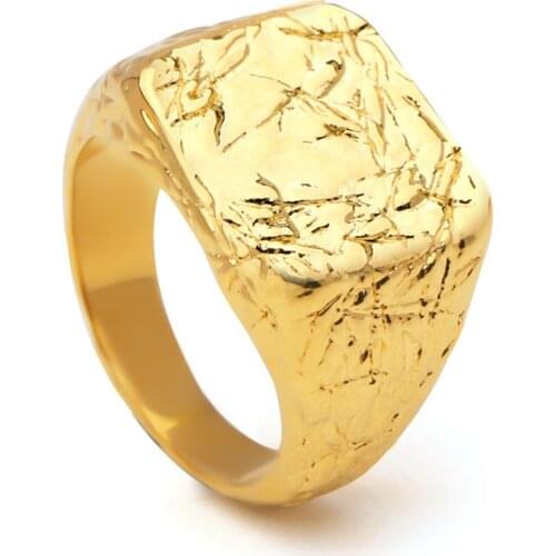 VAROLE Vintage Wide Textured Rings For Women Gold Color Simple Ring Anillos Fashion Jewelry Gift