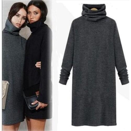 2020 Winter Women Turtleneck Bottom Mini Dress Female Thicken Velvet Warm Solid Casual OL Dress Vestido Plus Size XS-5XL 6XL