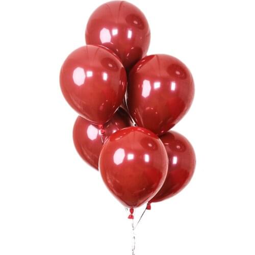 100Pcs Ruby Red Balloon New Glossy Metal Pearl Latex Balloons Chrome Metallic Colors Air Balloons Wedding Party Decoration-ABUX