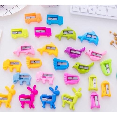 10p Cartoon Small Pencil Sharpener Single Hole Sharp Taille Crayon for Lip Liner Eyeliner Pencil Kids Drawing Writing Stationery
