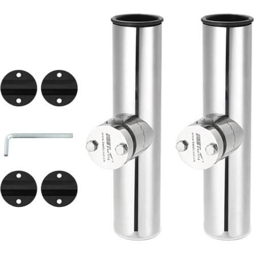 2x Stainless Steel Rod Holder Boat Rod Holder Rod Stand For 19-32mm Rail, 360 ° Rotatable