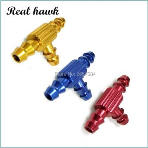 2pcs 3 Color Small Size 3 Way/Three-Way T Type Fuel Jointer D6xD3.2xL21mm without Fuel Filter for RC Gasoline Airplane