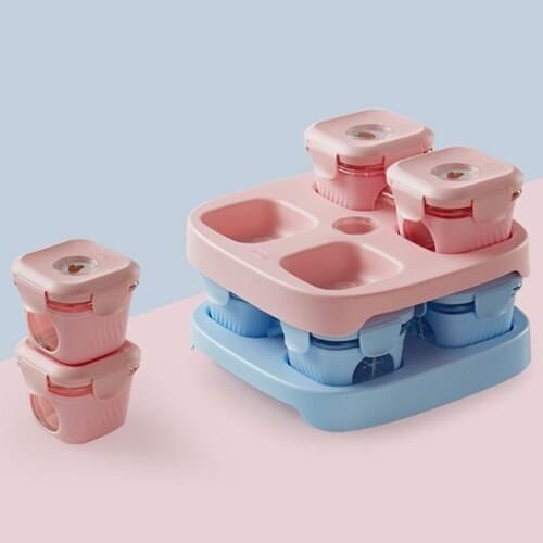 4 Pack Glass Complementary Food Box Lunch Box Microwave Heating Portable Mini Lightweight Cute Ladies Girl Lunch Box For Baby