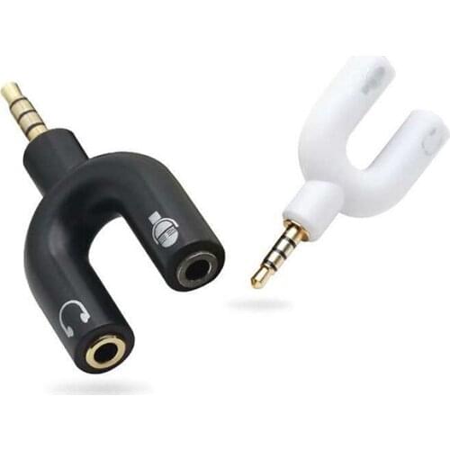 Top Quality U-shape Earphone Adapter Converter 3.5MM 2 in 1 Stereo Audio Splitter Converter For Mic & Headphone Computer Mobile
