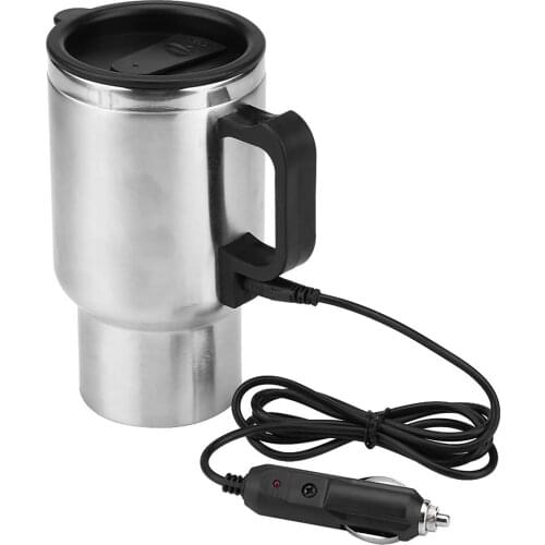 500ml Stainless Steel Vehicle Heating Cup Electric Heating 12V Car Kettle Camping Travel Kettle Water Coffee Milk Thermal Mug