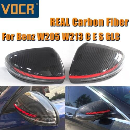 1 Pair Real Carbon Covers For Benz W205 W213 C E S GLC Class 2014+ Carbon Fiber Side View Mirror Covers Left/Right-Hand-Drive