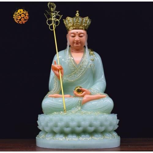 Asia high-grade Buddha statue Home store Shrine worship Family protection DI ZANG PUSA ksitigarbha Buddha jade gilding Sculpture