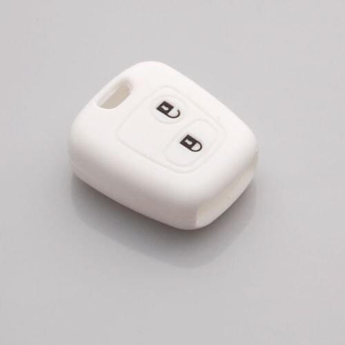 BBQ@FUKA White Silicone Car key Cover Case 2 buttons Auto key protection Fit For Peugeot 307 107 207 407 6071007 Remote Key Fob