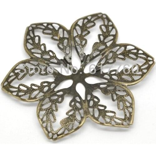 Free shipping-20Pcs Antique Bronze Flower Wraps Connectors Connectors DIY Jewelry Findings 6.4x5.6cm(2-1/2"x2-1/4"), J0603