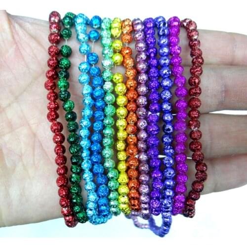 4/6/8mmNatural Stone electroplating Lava Bead Volcanic Rock Loose Bead for diy Jewelry Making Bracelet Accessories wholesale