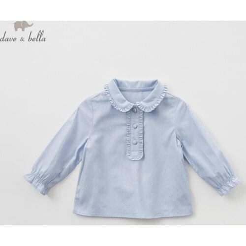 DB9952-1 dave bella baby girls autumn infant baby fashion t-shirt toddler top children high quality tees solid clothes