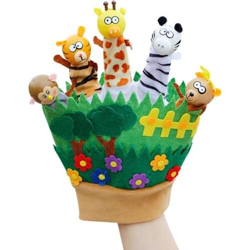 Children Cartoon Finger Hand Puppets Dolls Animals Gloves Toys