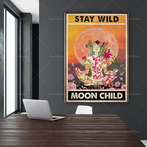 Stay Wild Moon Child Posters, Hippie Gift, Bedroom Art, Vintage Poster, Spiritual Art, Wall Art Decor, Quote Posters