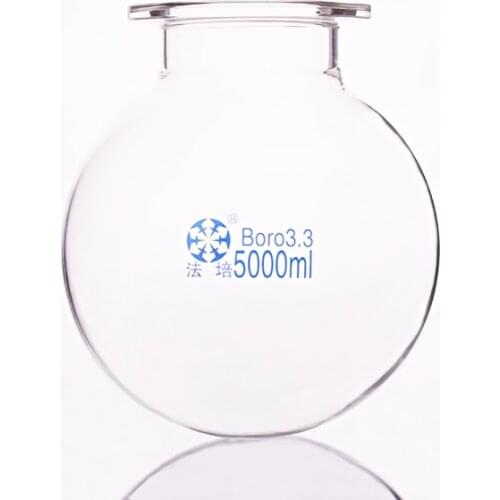 Single-layer spherical round bottom open reactor bottle,Capacity 5000ml,150mm flange outer diameter,Reaction flask