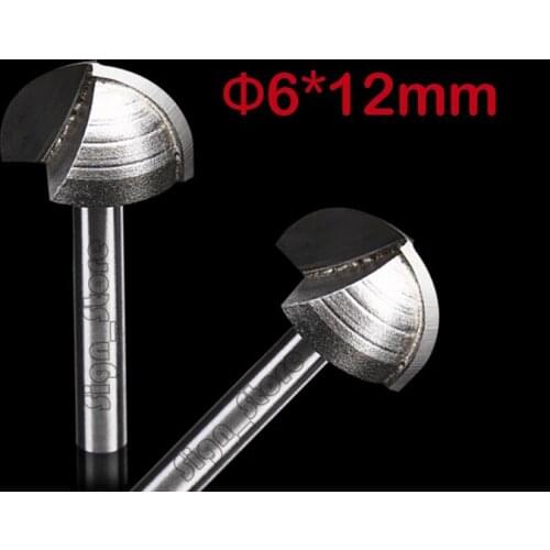 6mm*12mm,2pcs ,Free shipping CNC Engraving Woodworking Milling Cutter,Tungsten Solid carbide End Mill,Round Bottom Router Bit